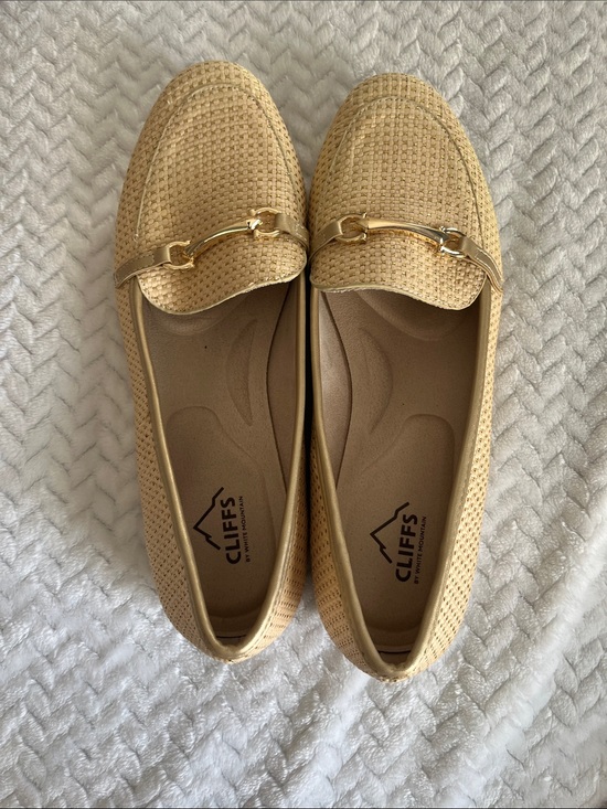 Cliffs by WHITE MOUNTAIN Shoes - Cliffs by WHITE MOUNTAIN Tan Woven Loafers with Gold Bit